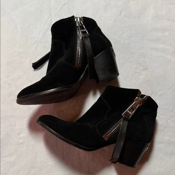 Zadig and Voltaire Molly black suede zip booties - Picture 2 of 7
